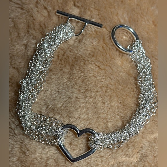 Undefined Jewelry - Sterling Silver 925 Chic Silver Heart Chain Bracelet